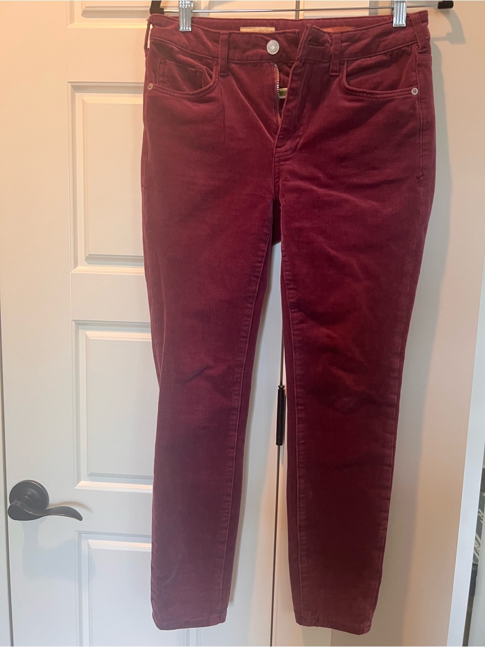 Pilcro Skinny Corduroy Pants in Burgundy